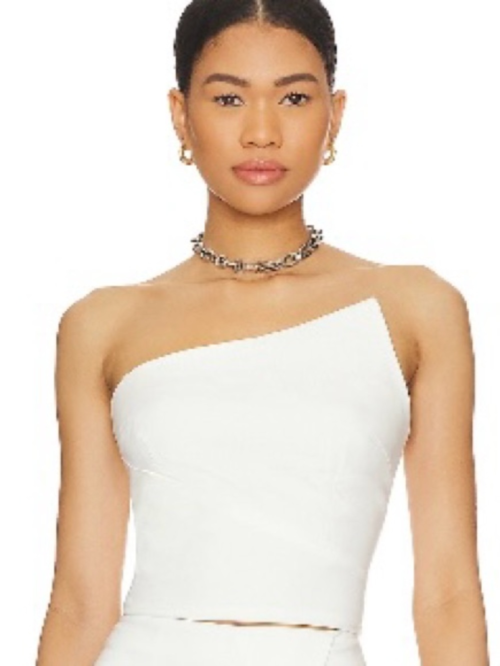 One-Shoulder White Crop Top